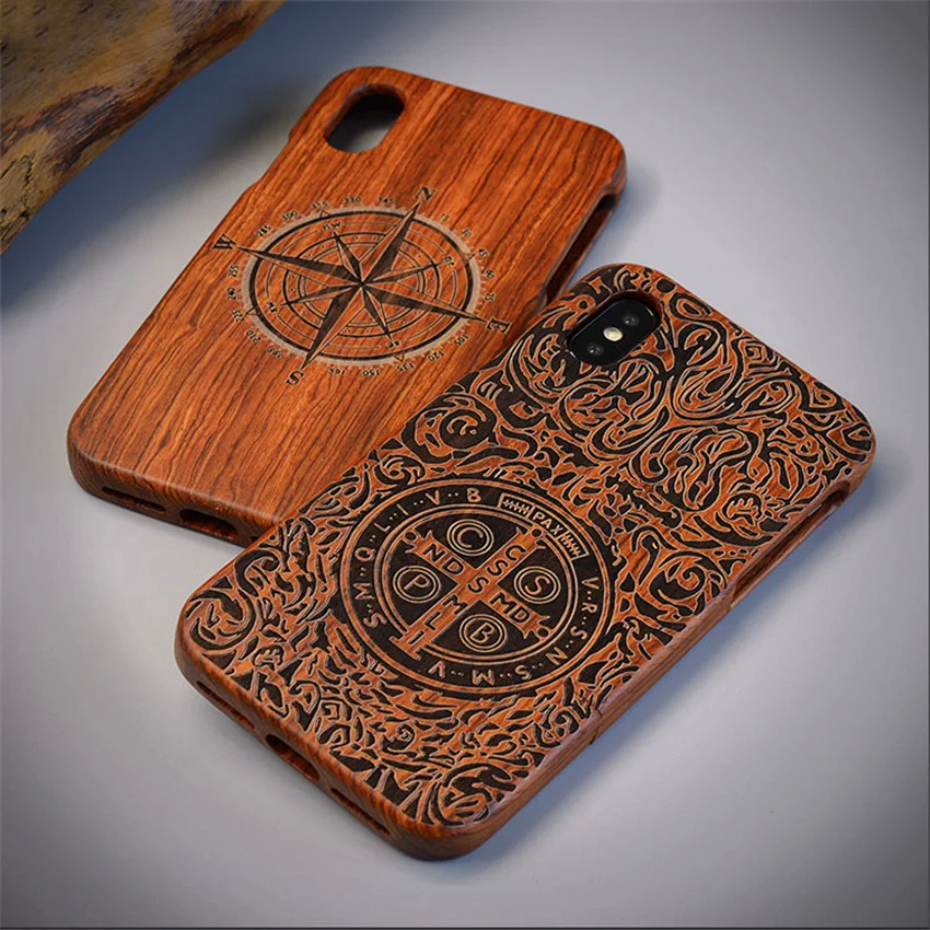 

Boogic Original For iPhone XS Case Pure Rosewood Wood For iPhone X XR XS Max 360 Full Protective Case Cover