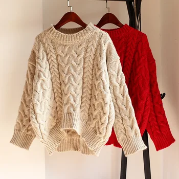 

Casual Pullover Sweater Jumper O Neck Long Sleeve Thickened Loose Solid One Size for Women Autumn Winter New Arrival 2020 New