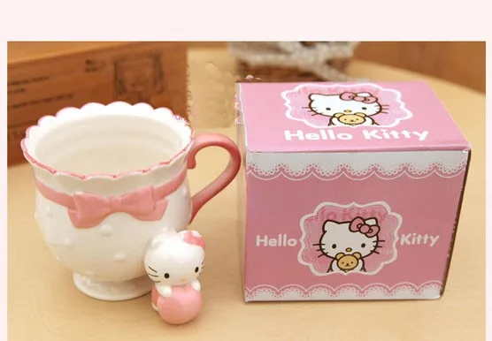 Kawaii Милая принцесса розовый кролик мультфильм hello kitty керамическая чашка для напитков кофейная кружка