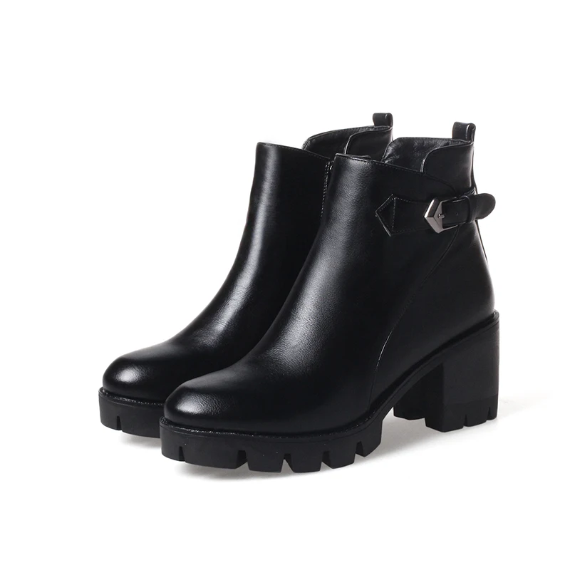 Noir 2018 Bottines Nouveau Confort Automne Et Hiver Épais Bottes Semelles Pour Chaussures dérapage Femme Martin De Courtes Talons Anti Femmes l3FKcuJ5T1