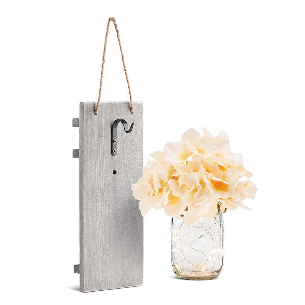 2Pcs Mason Jar Light Remote Control Mason Jar Decor Rustic Wall Sconces Light Hydrangea Flowers LED Strip Lights Mason Jar Light