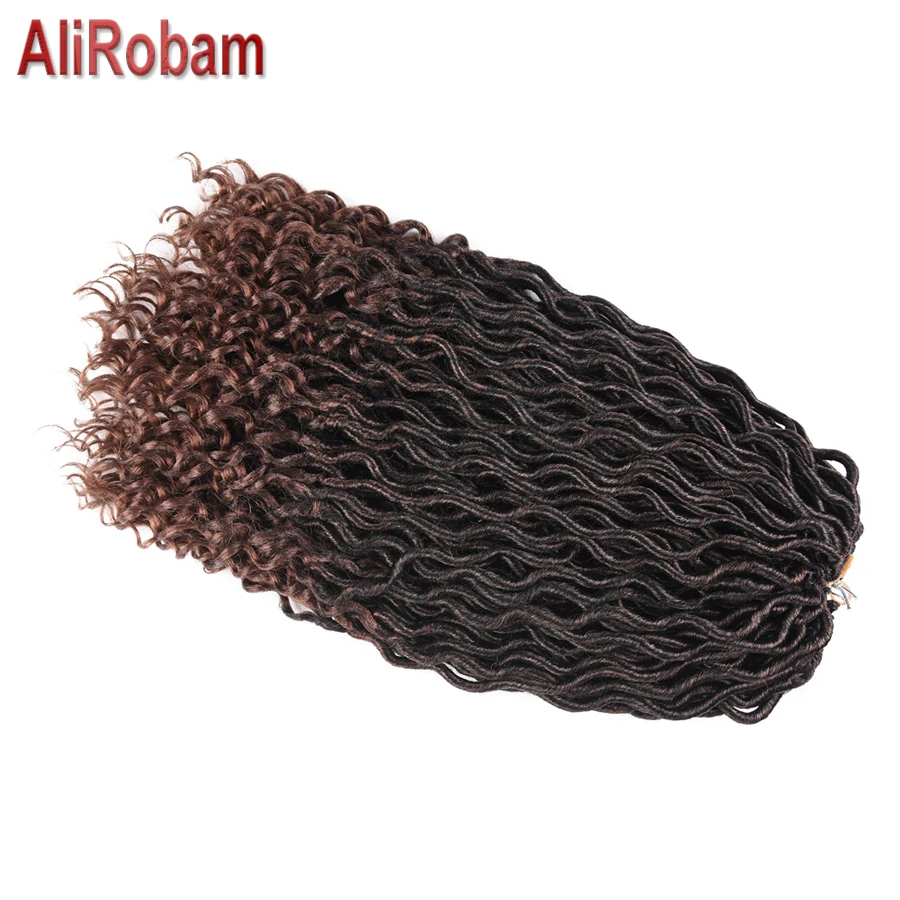 AliRobam богиня Faux locs Curly вязаные волосы 18 дюймов синтетические дреды волосы для наращивания для черных женщин 24 корни/упаковка