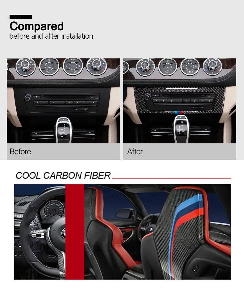 Для BMW Z4 углеродного волокна внутренняя отделка кондиционер CD Управление Панель стайлинга автомобилей Стикеры для E89 2009- серии Аксессуары