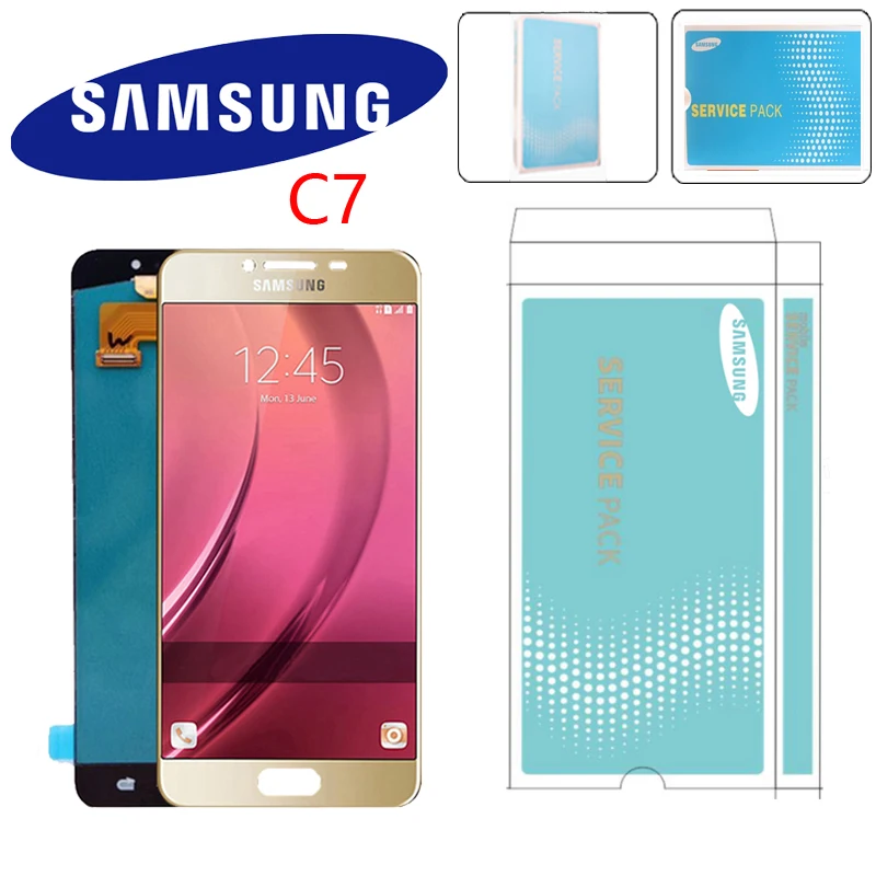 

Original 5.7" Super AMOLED LCD Display For Samsung Galaxy C7 LCD Display C7000 With Touch Screen Digitizer Replacement Repair