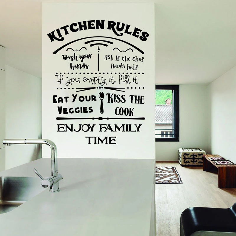 Kitchen Rules Decal Dining Room Wall Decal Kitchen Decal Sticker Kitchen Rules Sign My Wash Your Hands Decal Kiss J937 Wall Stickers Aliexpress