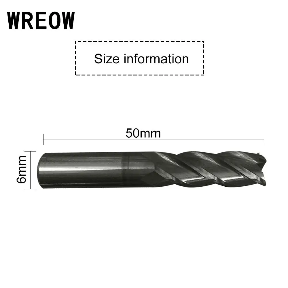 1Pc 6mm D6 Carbide Alloy 4 Flute Coated End Mill Router Bit Milling ...