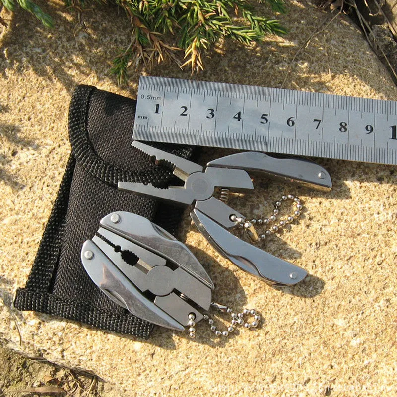 Portable Multifunction Folding PlierStainless Steel Foldaway Knife Keychain ScrewdriverCamping Surv