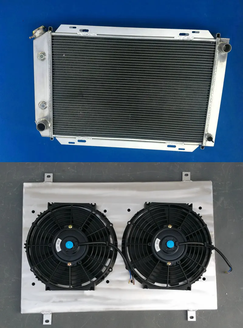 Aluminum 3 Rows Radiator 12/" Fans For 79-93 Ford Mustang Shroud