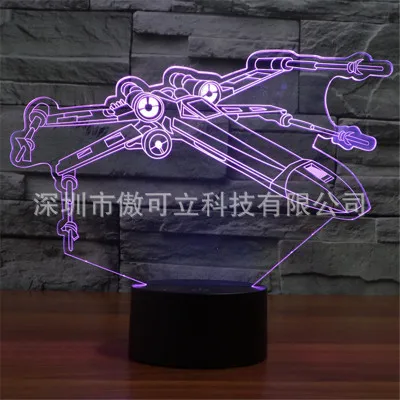 

Hot NEW 7color changing 3D Bulbing Light Star War Fighter illusion LED lamp creative action figure toy Christmas gift