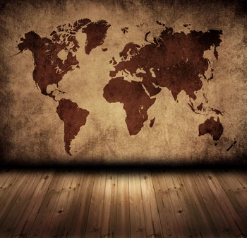 

HUAYI World Map Backdrop Wood Floor Art Fabric Newborn Backdrop D-1490