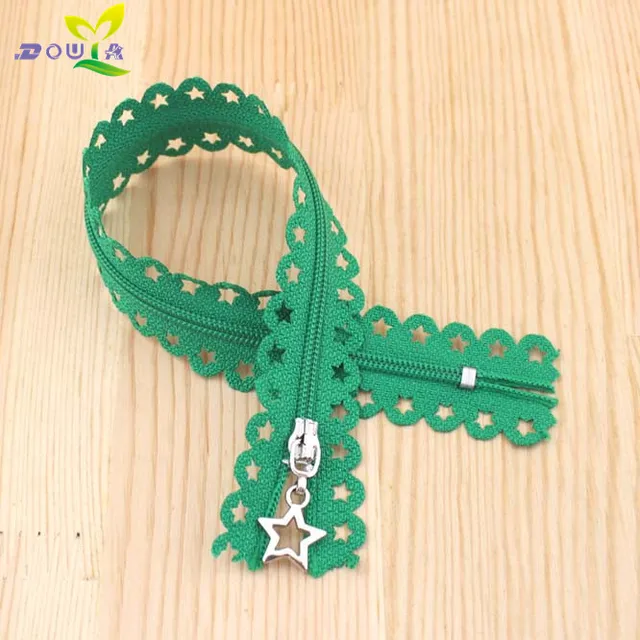 2pcs/lot 25CM stars lace zippers for clothing decorative zipper