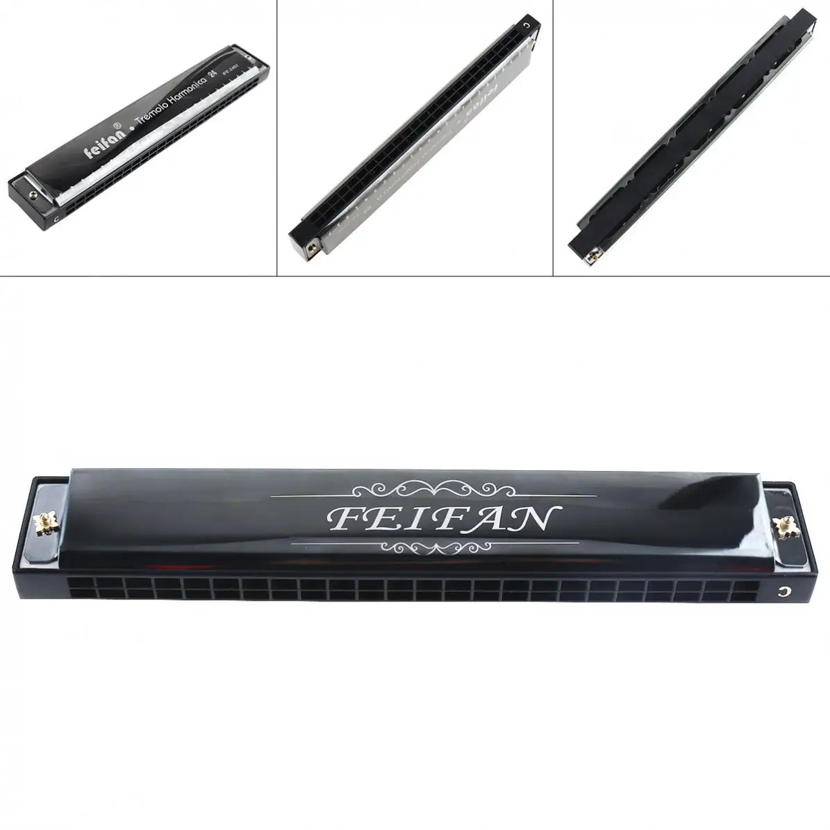 

FEIFAN Black Matte 24 Holes 8K Titanium Harmonica Tremolo Tone KeyC Harp Mouth Organ Musical Instruments