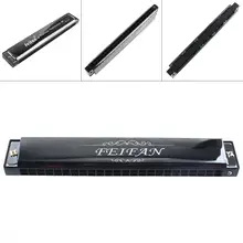 FEIFAN negro mate 24 agujeros 8 K titanio Harmonica Tremolo tono KeyC Harp boca órgano instrumentos musicales(China)