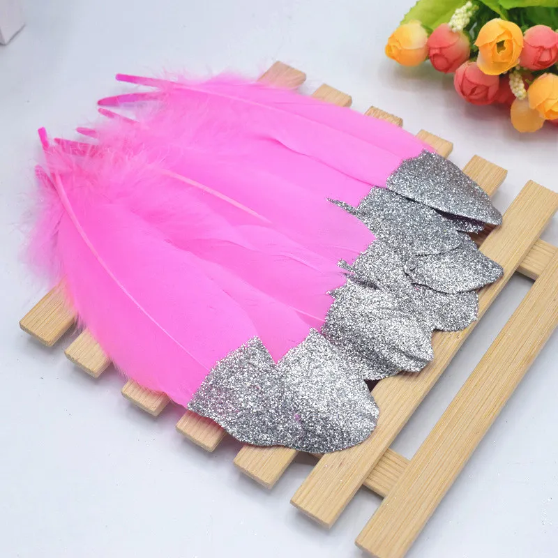 pink Silver powder 20 шт. красивый золотой спрей гусиное перо ремесло DIY украшения колокольчики/украшения - Цвет: pink Silver powder