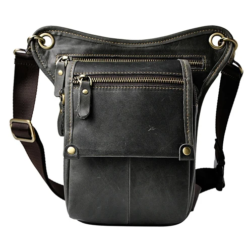 Norbinus Мужская Натуральная кожа поясная сумка мессенджер сумки на плечо мужская дорожная сумка-пояс на бедро мотоциклетная сумка - Цвет: Deep Gray A
