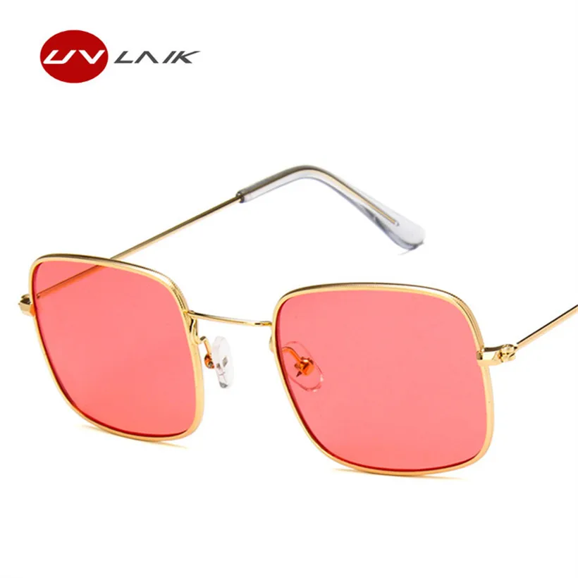 

UVLAIK Vintage Rectangle Sunglasses Women Men Metal Sun Glasses Transparent Retro Small Frame Eyeglasses with Clear Lenses