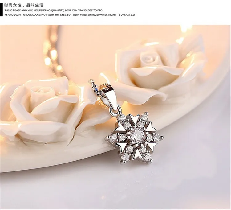 Милое колье Снежинка с кристаллами серебряного цвета крошечный снежный цветок ожерелье для женщин Kawaii Collier Femme Argent SN003