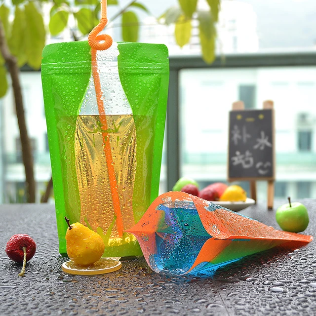 Drink Pouches With Straws Plastic Drink Bags With Zipper Party