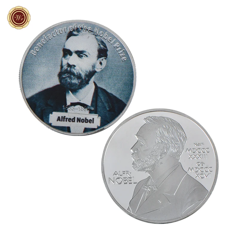 WR Nobel Prize Jacobus henrics van't Hoff серебряные коллекционные монеты химик посеребренный металл монета для коллекции - Цвет: Alfred Nobel