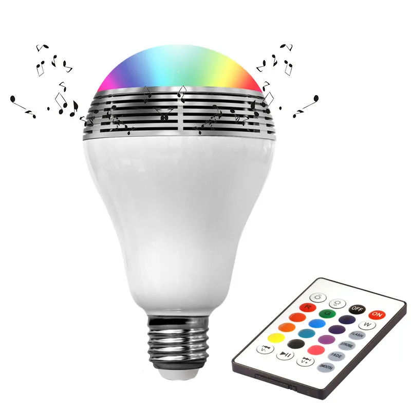 

New Smart wireless Colorful light With loudspeaker E27 led lamp Bluetooth Phone APP Control Music Speaker Bulb Dimmable lampada