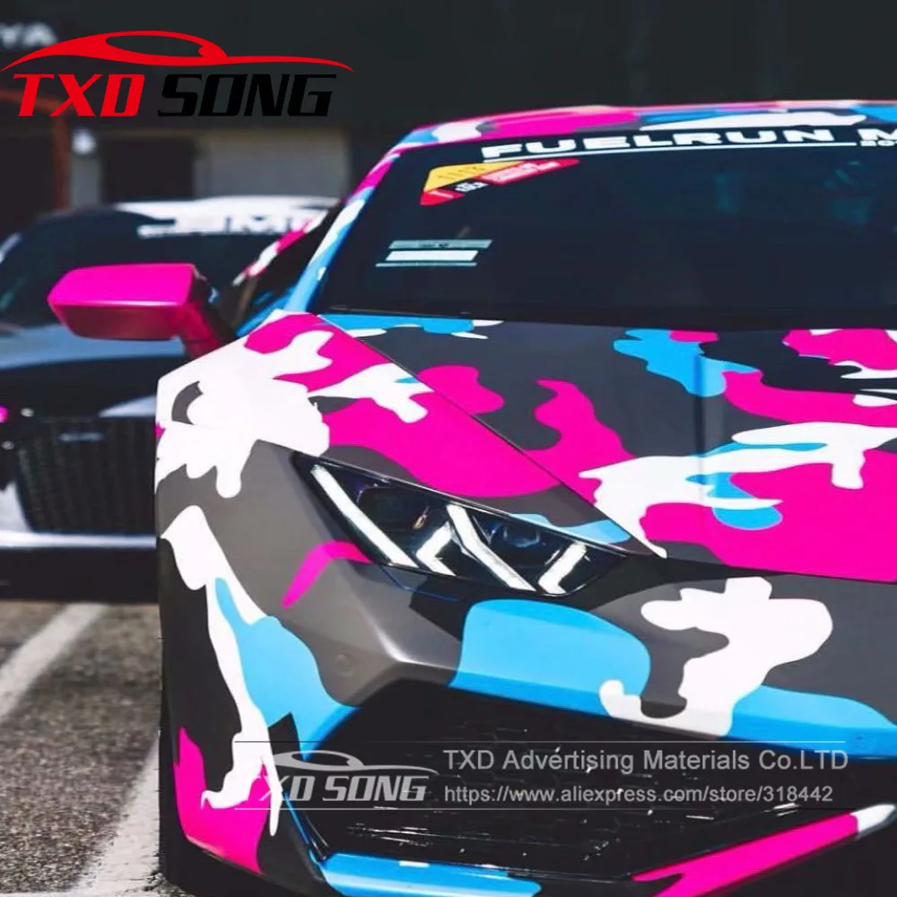 

New arrival Car Styling Bright Color Camouflage vinyl Camo sticker For car wrapping Camo Vinyl film with air free bubbles