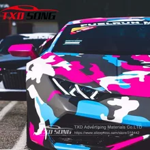 New arrival Car Styling Bright Color Camouflage vinyl Camo sticker For car wrapping Camo Vinyl film with air free bubbles red black digital camo vinyl car wrap for full car body decorative adhesive wrapping film with air bubble free 1 52 20m roll