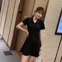 HAYBLST/Брендовое женское платье 2019, новая летняя модная черная одежда в стиле пэчворк, размер L, кружевное открытое корейское женское