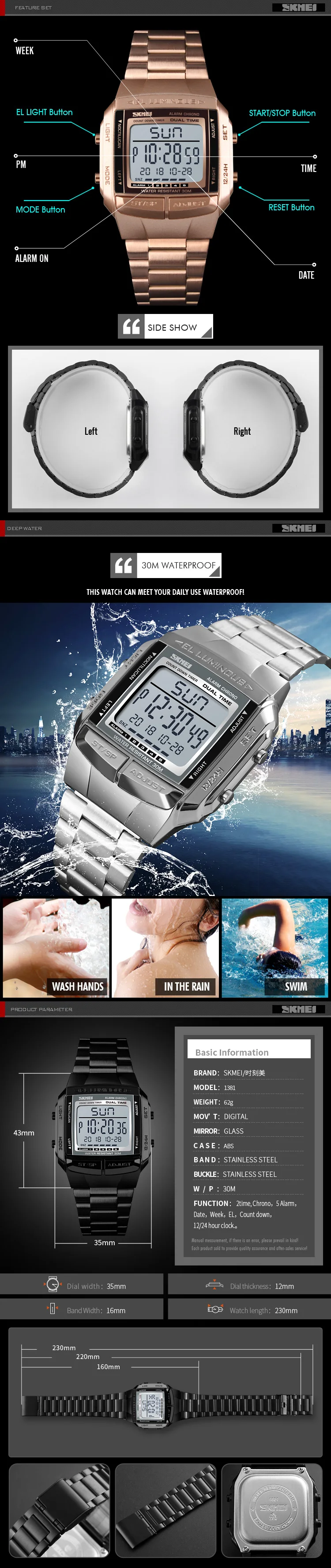 SKMEI, военные спортивные часы, водонепроницаемые мужские часы, Топ бренд, роскошные часы, электронные, светодиодный, цифровые часы для мужчин, Relogio Masculino