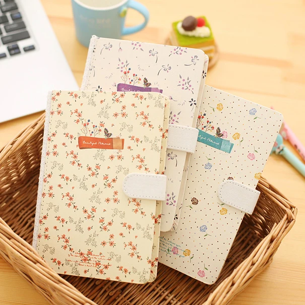 Japan Korean Partysu Lovely Printing Snap Notebook Creative Floral Diary Note Book