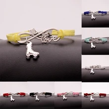 12 шт./лот) Бесконечная любовь ручной работы браслет роликовые коньки кулон простые браслеты и браслеты для женщин мужчин ювелирные изделия 15 цветов