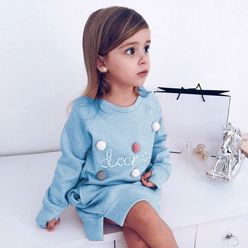 

Simplee Kids 2018 Autumn Winter Cartoon Letter Embroidery Sweatshirt Girl Fashion Long Hoodie Dress Pullover Moletom Feminina
