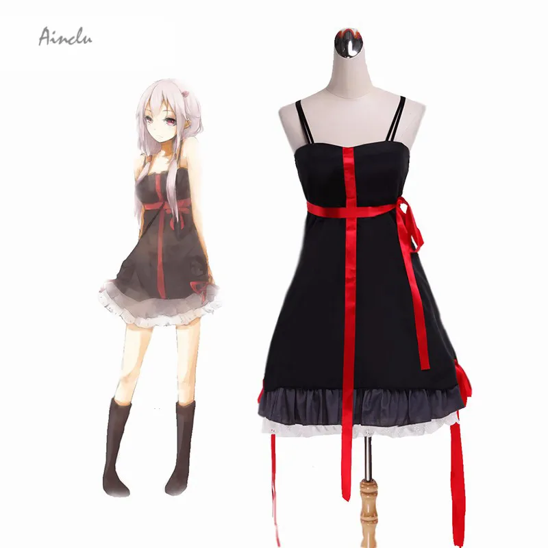 Ainclu горячая распродажа Бесплатная доставка Guilty Crown Yuzuriha Inori черное платье