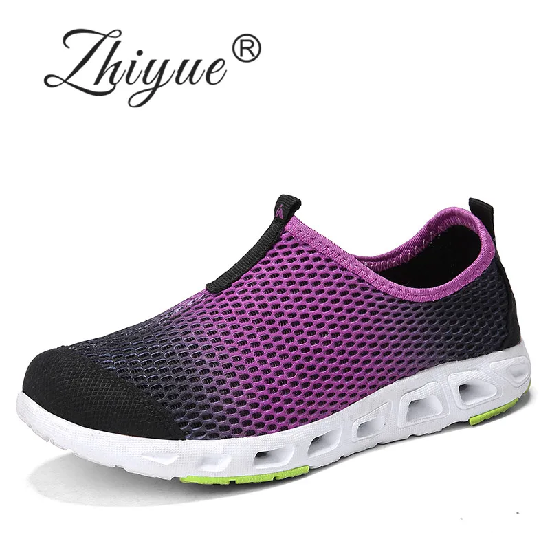 

ZHI YUE 2019 Women Shoes Summer Sneakers Breathable Casual Shoes Fashion Slip On Mesh Flats Shoe Big Size 35-42