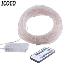 ICOCO 5 м/10 м светильник с дистанционным управлением, водонепроницаемая прозрачная трубка, уличный светодиодный светильник, медный провод с 8 режимами, батарейный блок, распродажа