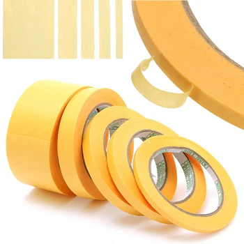 

50M Yellow Tape 6mm/10mm/12mm/18mm/50mm Adhesive Insulation Tape Masking Paint Spray Paper Tape Mayitr