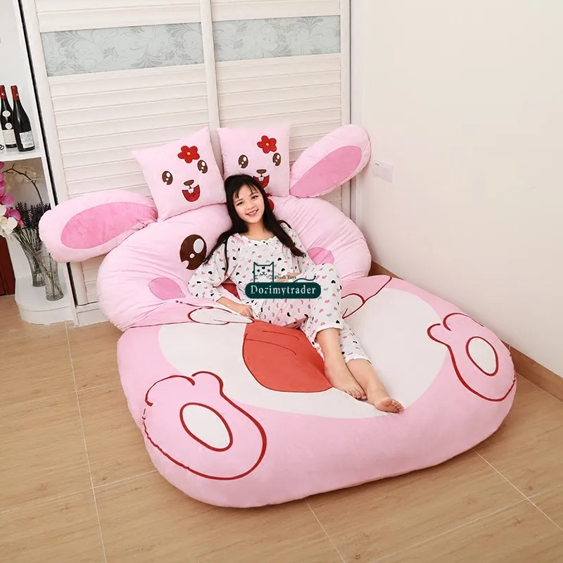 Dorimytrader Cartoon Animal Pink Rabbit Beanbag Soft Plush Bed Sofa Mattress Carpet Tatami 2 Sizes Free Shipping DY60848 (2)