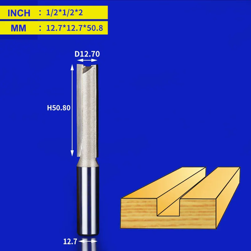 Tideway прямые фрезы 1/2 1/4 хвостовик двойная флейта окуня Фрезы Твердосплавные наконечники Деревообработка обрезки долбежный инструмент - Длина режущей кромки: Z00118