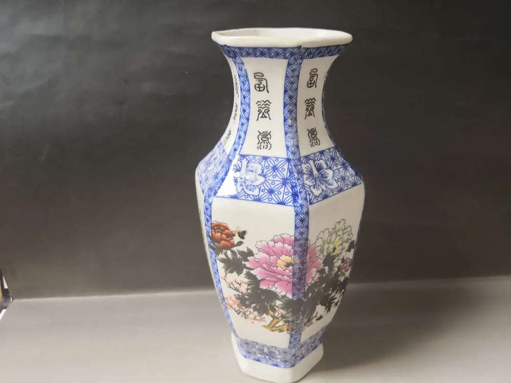 

Chinese old porcelain vase painted flower and bird vase