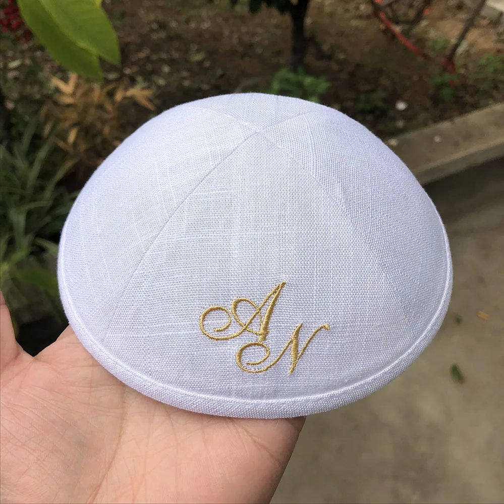 

LINEN KIPPA, WEDDING KIPPOT, PERSONALIZED KIPPOT, KIPOT
