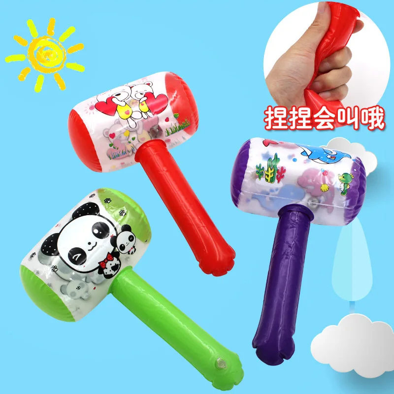 

1Pc New Hot Cute Cartoon Inflatable Hammer Air Hammer With Bell Kids Children Blow Up Noise Maker Toys Color Random