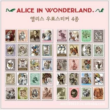 

MQStyle 4Pcs/Pack DIY Vintage Retro Paper Stickers Alice In Wonderland Stamp Sticker For Diary Scrapbooking H0107