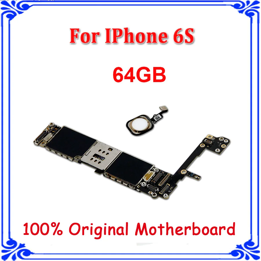 

64GB original motherboard for iphone 6s 4.7inch factory unlock mainboard with fingerprint+ touch ID IOS system logic board,gold