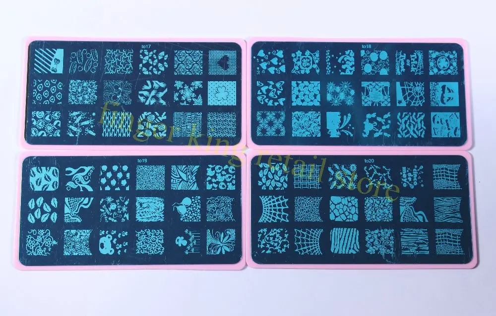 

16PCS/SET 16 Different Image to17-32 Designs Palte+Pink Plastic Holder new fashion combination Nail Art Image Template#X145