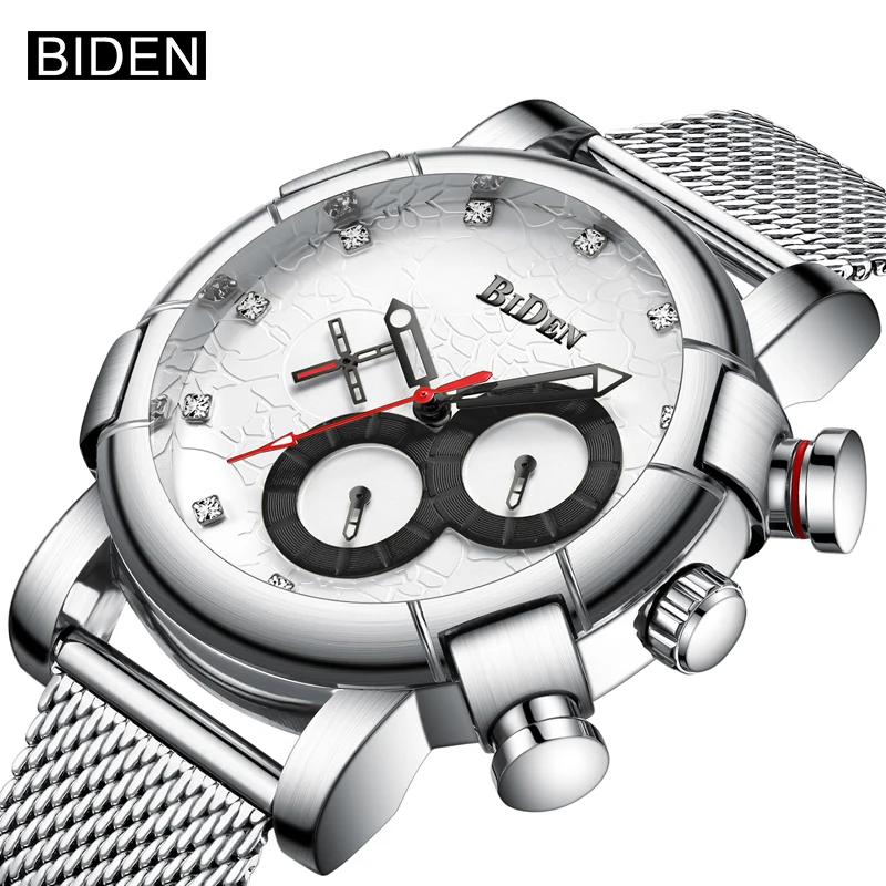 

BIDEN Luxury Brand Creative Men Quartz Watches Casual Steel Mesh Strap Men Watch Male Waterproof Elegant Business Wrist Watches