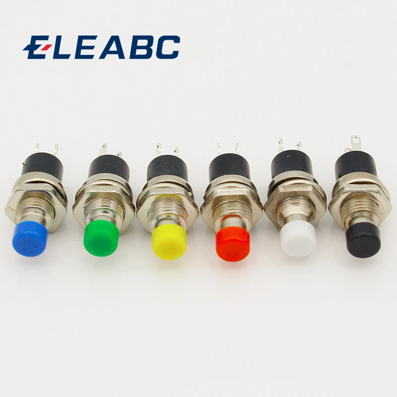 

10Pcs 7mm Thread Multicolor 2 Pins Momentary Push Button Switch