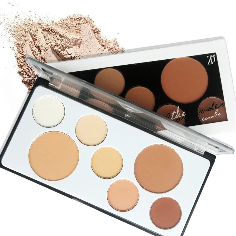 ZD 7 Colors Face Contouring Pressed Powder Palette 1Pc Corrector