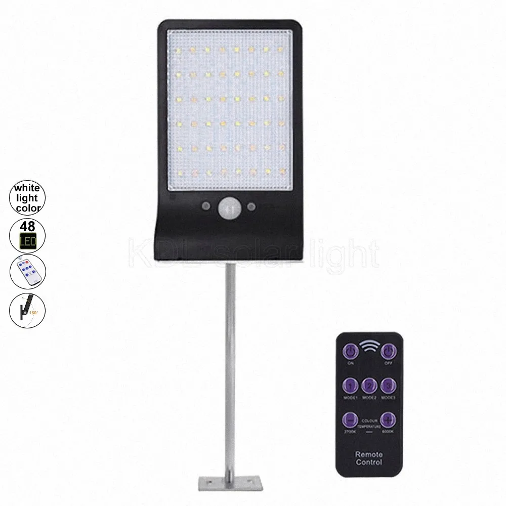 

Solar Lights Outdoor 48 LED Wall Solar Motion Sensor Light with Remote Controller Wireless Waterproof Security Lamp for Wall wh