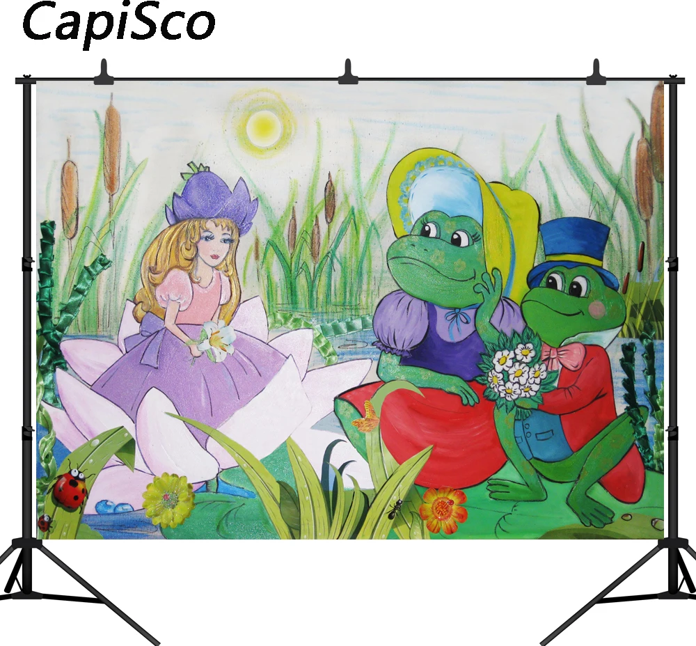 

Capisco Fairy tale photography backdrops little girl frog Flowers backdrop fotografia backgrounds for Watercolor photo studio