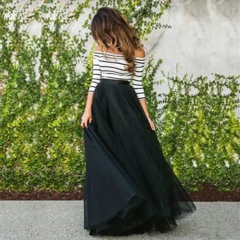 

Simple Women Below Waist 4 layer Floor Length 80cm 2019 Adult Long Black Tutu Tulle Under Skirt A Line Petticoat Plus Size Women