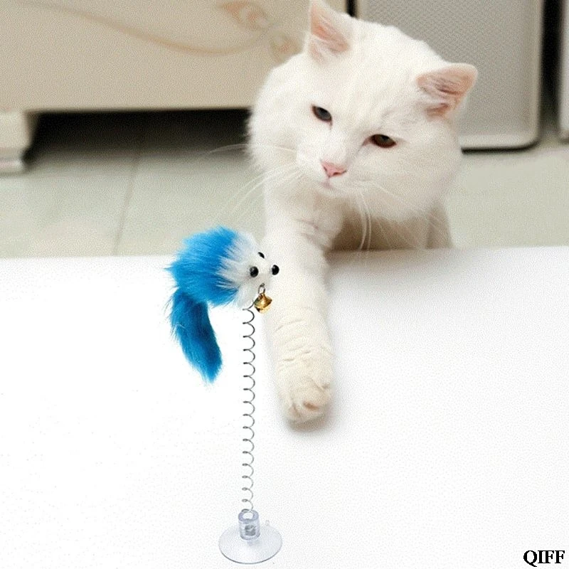 

Drop Ship&Wholesale Cat Toys False Mouse Stick Spring Suction Cup Pet Teaser Funny Interactive Bell APR29